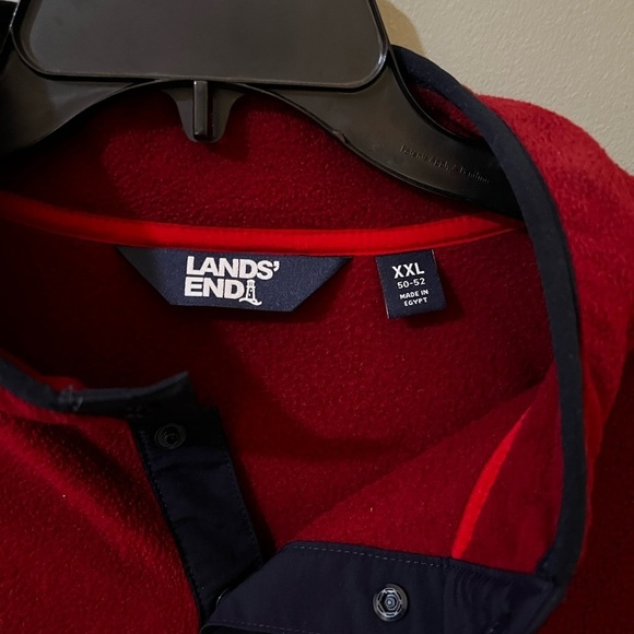 Lands' End Fleece Pullover Top Shirt Soft Stretch Burgundy Navy Men's Size XXL - Picture 4 of 7